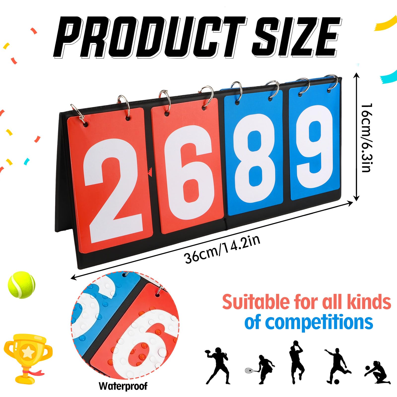 Tabellone Segnapunti,Segnapunti Sportivo Multifunzionale a 4 Cifre, Tabellone Segnapunti Portatile, Multifunzione Riutilizzabile per Ping Pong, Basket, Badminton, Pallavolo