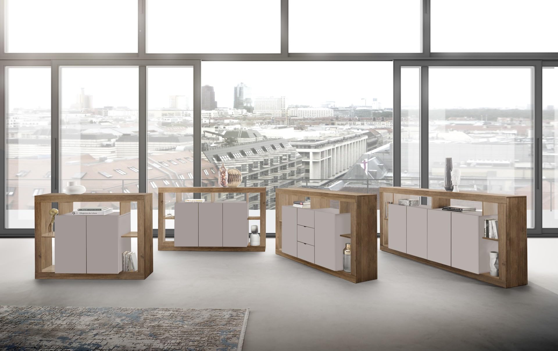 Web Convenienza Madia con 2 Ante e 3 Cassetti - Made in Italy - Credenza Contenitore Collezione Rimini per Soggiorno, Cucina, Ingresso e Sala da Pranzo Mobile Design moderno - Mercure/Cashmere
