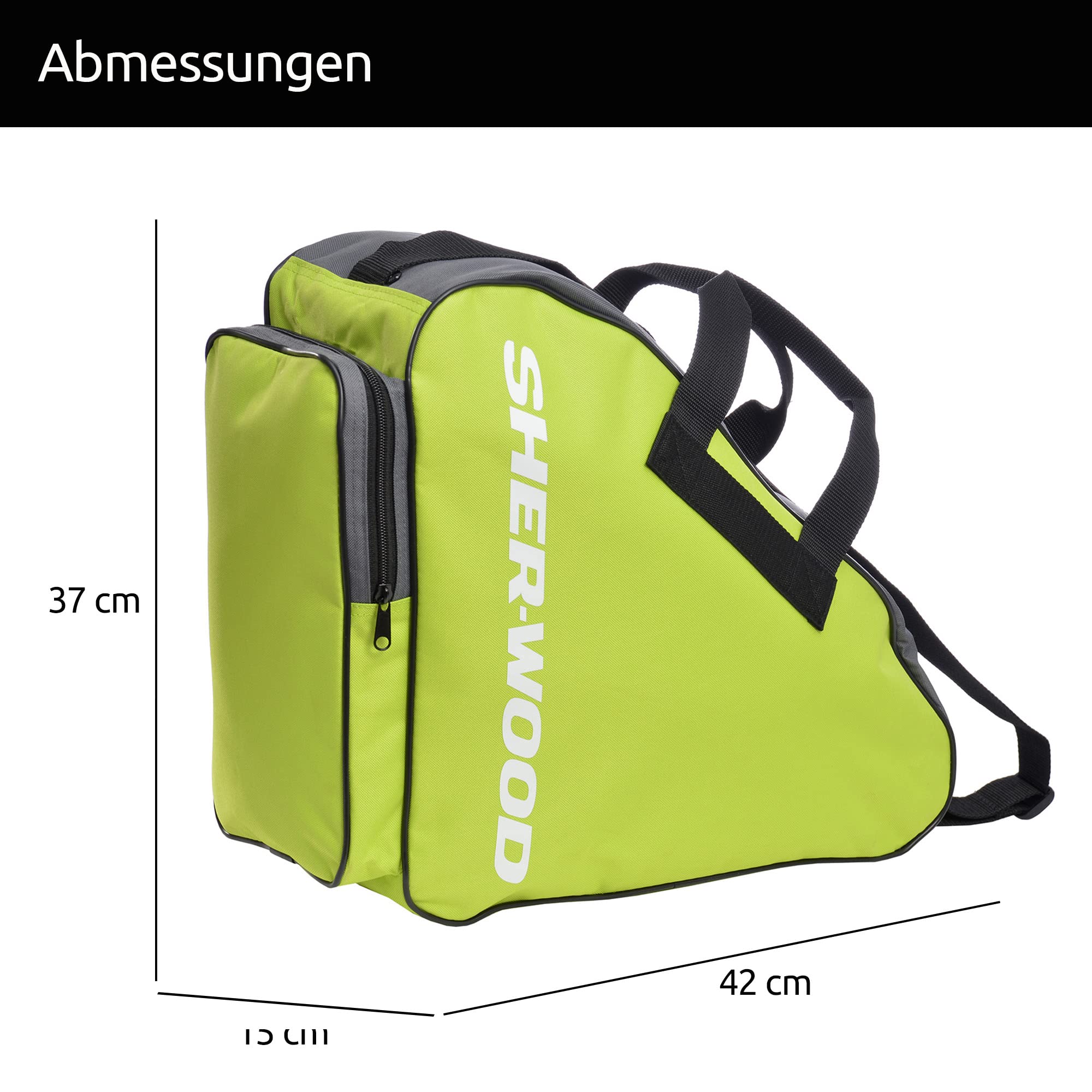 Sherwood Bolsa para Patines de Hielo para Adultos y niños, Bolsa de Hockey sobre Hielo, Ideal para Patines Hielo y Patines Linea, Ice Skate Bag con Medidas 42 x 15 x 37 cm (Verde)