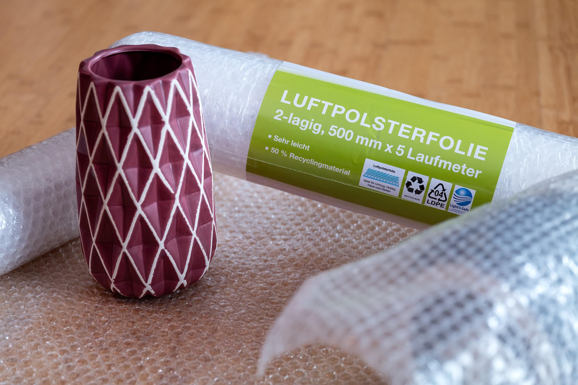 Luftpolsterfolie – 10 Rollen à 0,5 m x 5 m – Stoßfeste Verpackungsfolie für Versand, Lager & Umzug – umweltfreundlich, transparent