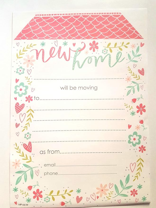 Simon Elvin New Home Change Of Address Pad & Envelopes 20 Sheets