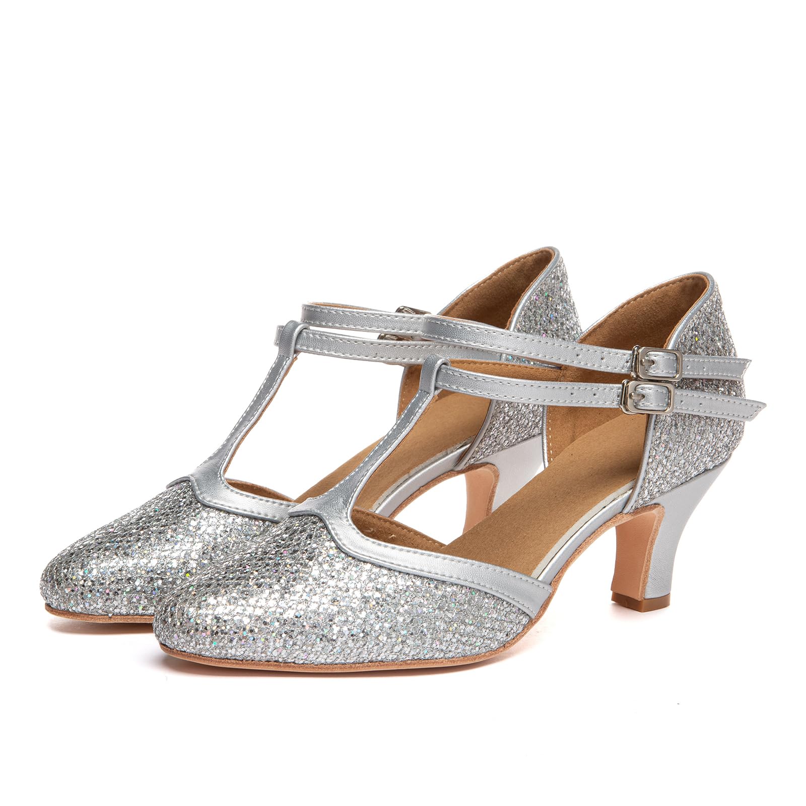 SWDZM Tanzschuhe Damen Geschlossen Glitzer Salsa Tango Soziale Ballsaal Pumps