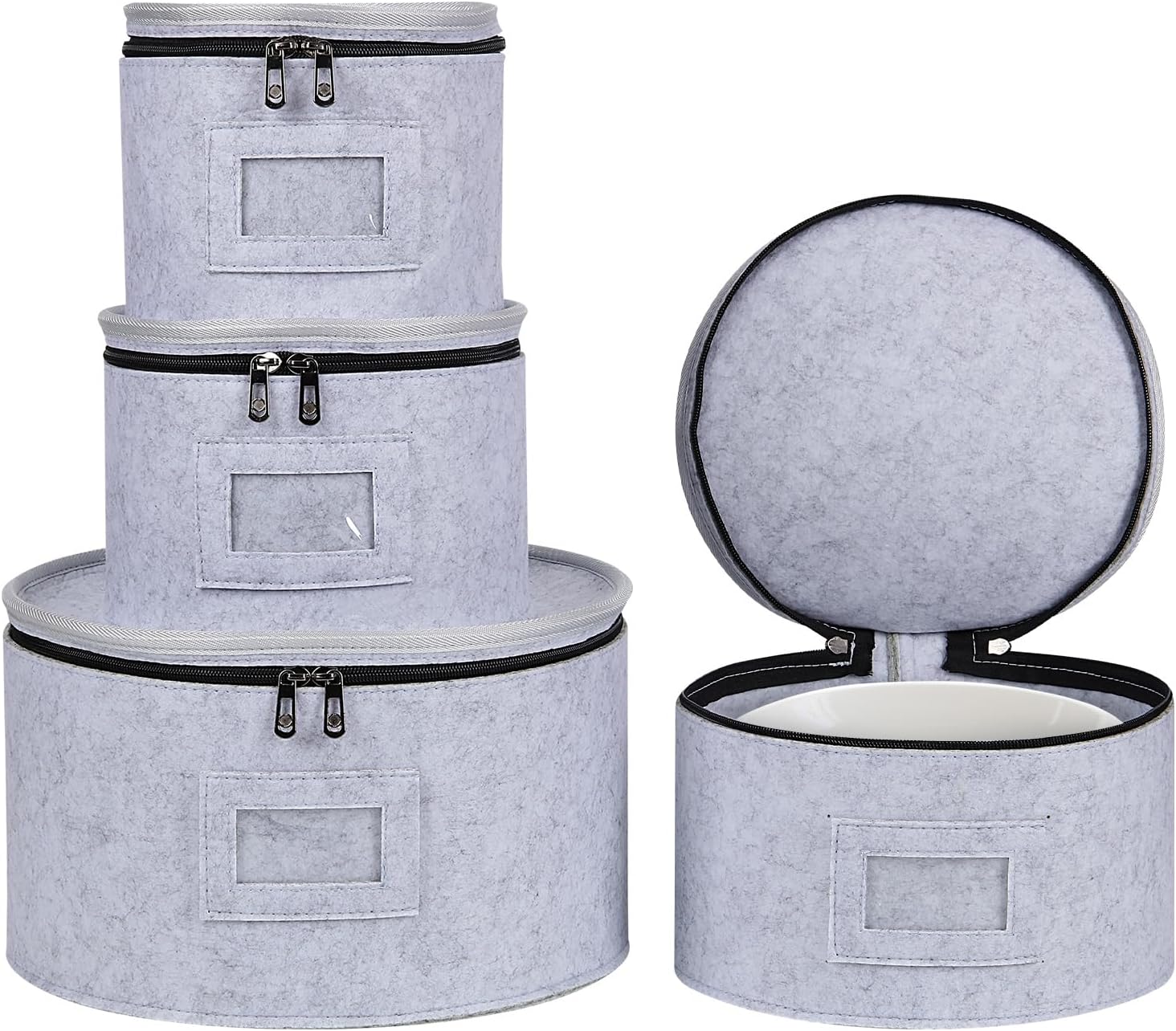 LITLANDSTAR Set of 4 China Storage Cases for Dinnerware