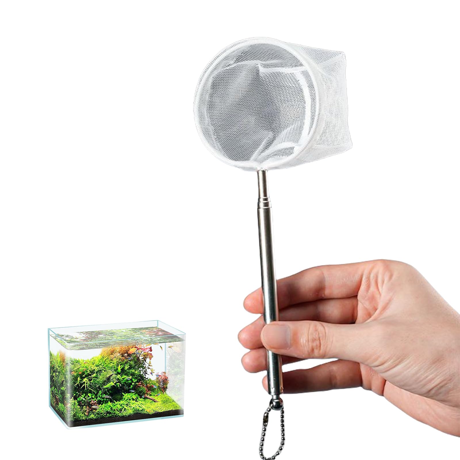 NEWFT Extendable Aquariums Fish Net With NonSlip Handle Resistant Rod Protective Nettings for Fishtanks
