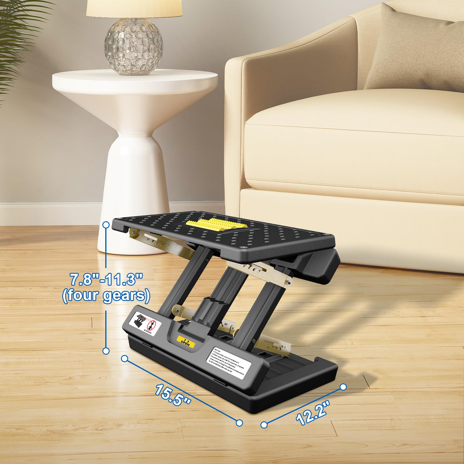 Reposapiés plegable, reposapiés para computadora debajo del escritorio, 12 modos de reposapiés ergonómico ajustable para oficina, capacidad de carga de 80 libras, almohadilla de tela suave