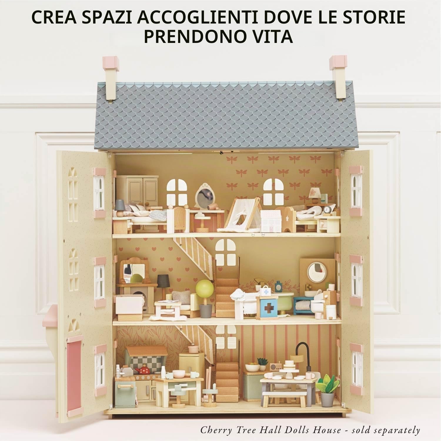 Le Toy Van - Wooden Dolls House Full Starter Furniture & Accessories Play Set for Dolls Houses, Dolls House Furniture Sets - Ages 3+