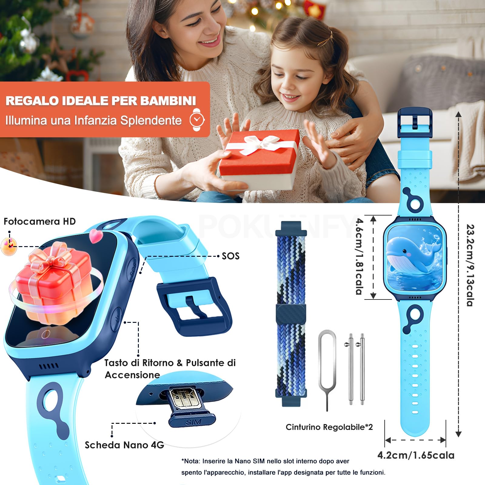 4G Smartwatch Bambini per Bambino Bambina - GPS Localizzatore
