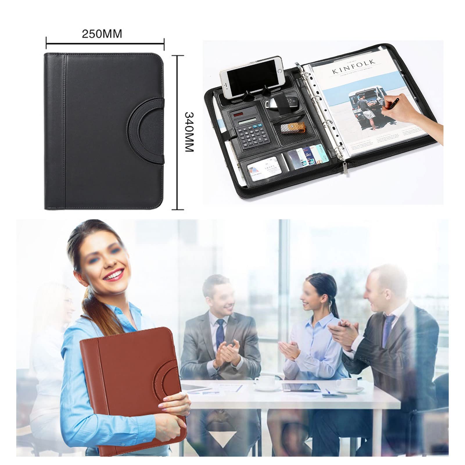 Porte-documents A4 Avec Fermeture Magnétique, Porte-documents, Pour Entreprise, En Cuir Synthétique, Avec Porte-cartes, Vert