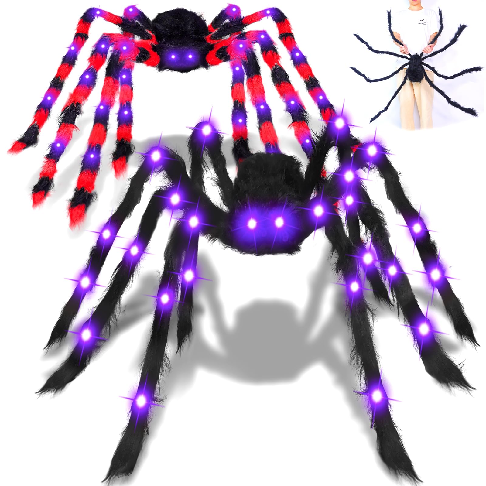 Araignées lumineuses Halloween 1,5m pour partager des frissons mémorables en famille