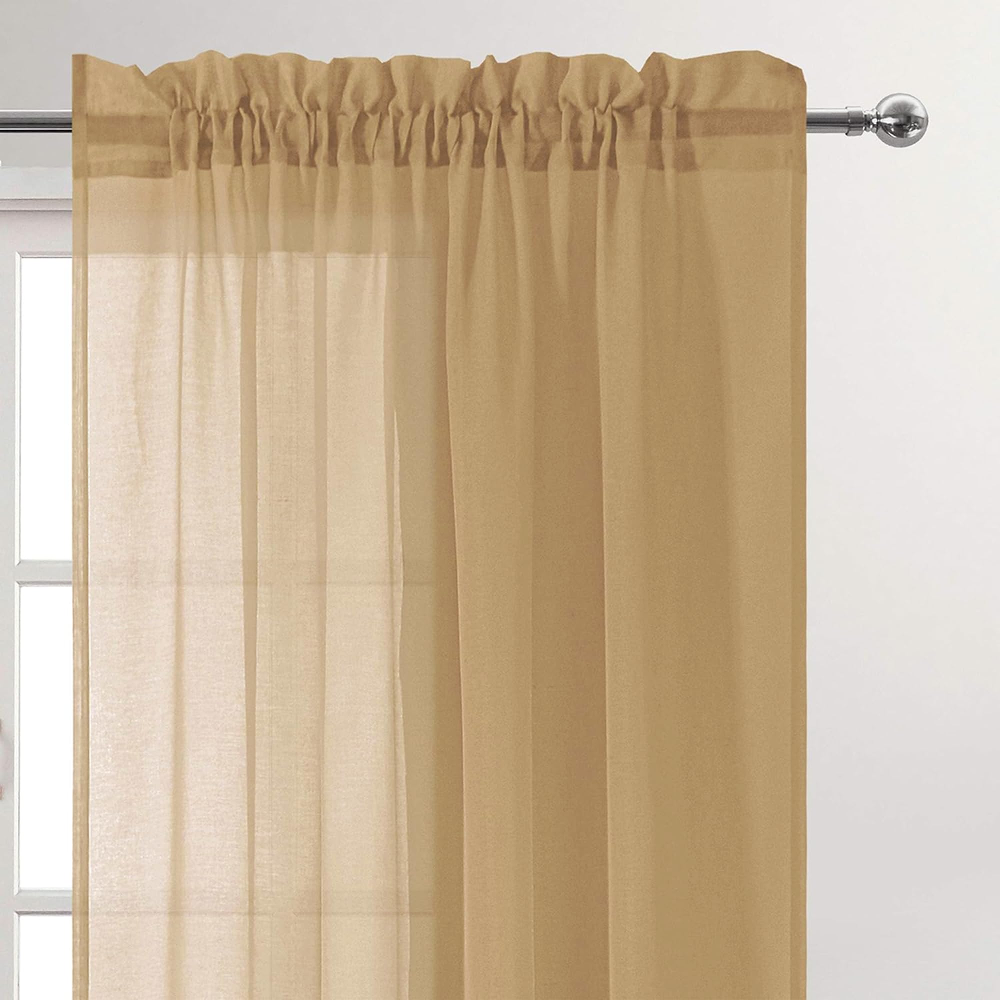 DWCN Cortinas semitransparentes de Gasa para Dormitorio y Sala de Estar, 132 x 213 cm de Largo, Juego de 2 Paneles