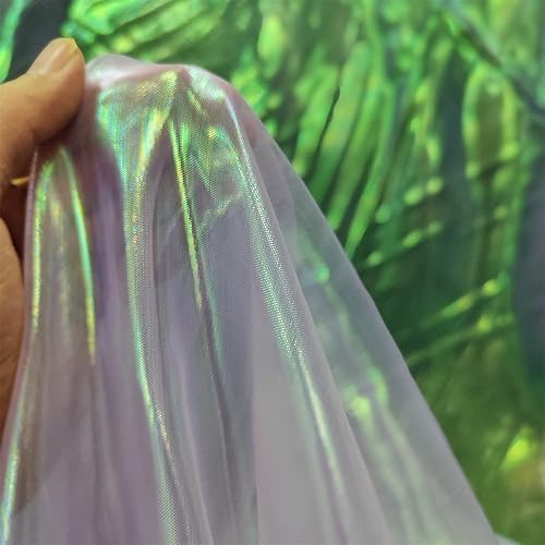 Tela de encaje de organza con degradado láser de arcoíris mágico de 3 yardas, tela de gasa holográfica iridiscente para vestido de boda, cortina,