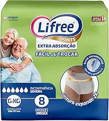 Lifree Fralda Geriátrica Tipo Calça Extra Absorção G/Xg 8 Unidades