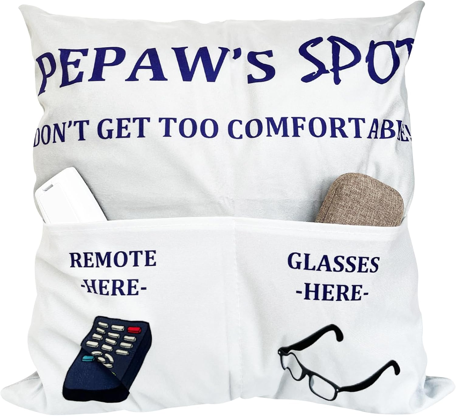 Pepaw Gifts, 2-Pocket 2-Sided Pepaw Pillow Covers 18x18 Inch, Fathers Day Birthday Christmas Stocking Stuffers Thanksgiving Day Gifts for Grandpa