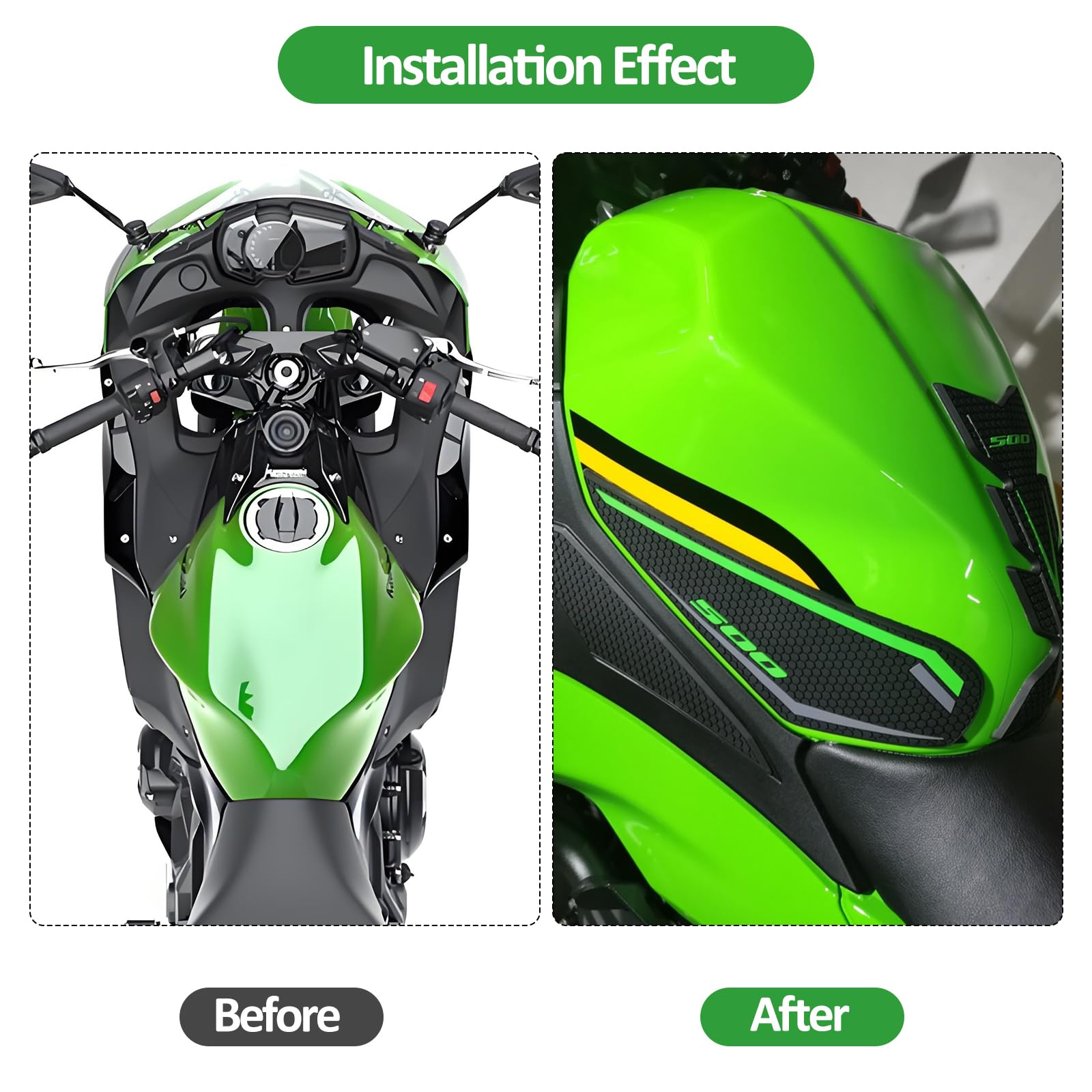 Protège-réservoir pour Kawasaki Ninja 500 Z500 SE 2024-2025, vert