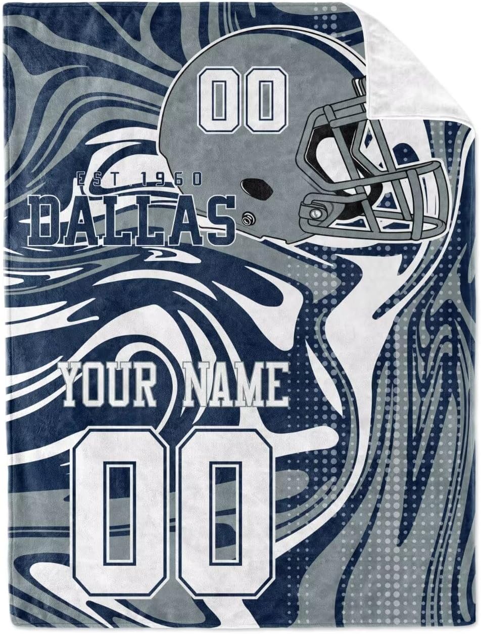 Dallas Throw Blanket Custom Name Number for Men Women Boy Personalized Gifts - Image 2