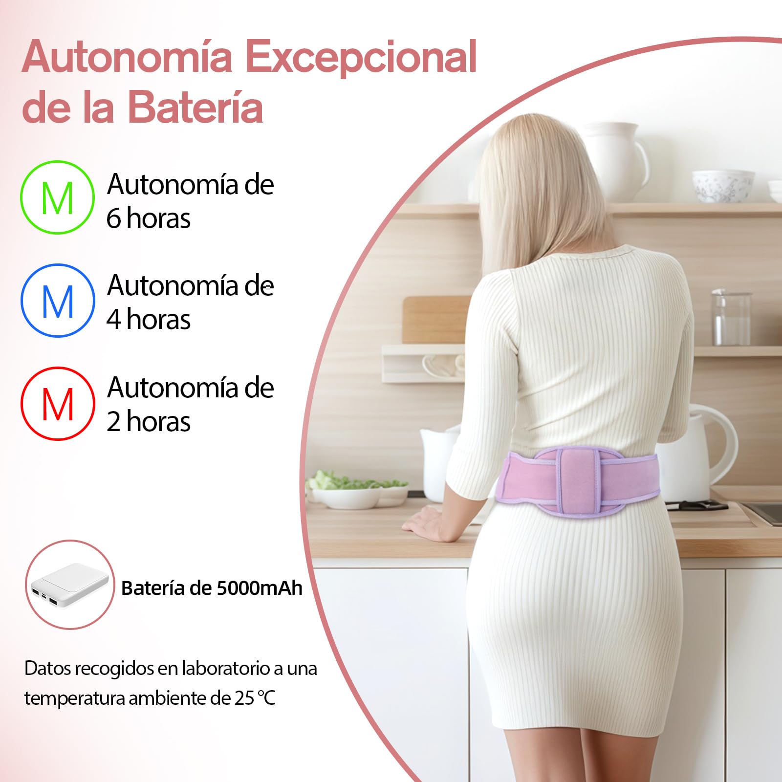 Comfytemp Almohadilla Térmica Menstrual Inalámbrica 5000mAh 150x16cm para Abdomen y Espalda