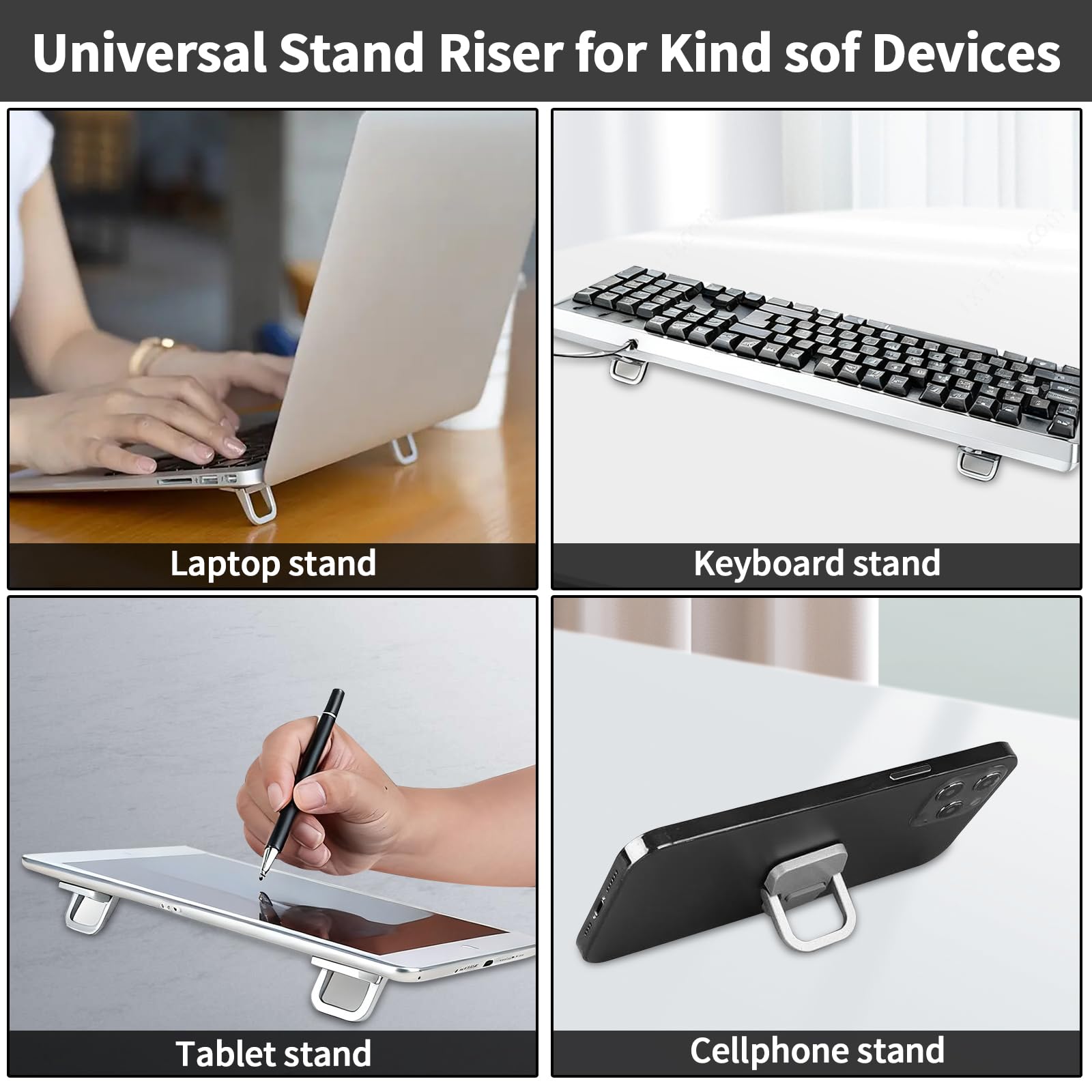 Mini Laptop Stand, Portable Foldable and Lightweight, Ergonomic with Ventilated Cooling, Fits 10-17.3 Inch Laptops and Keyboards, Silver — view 2