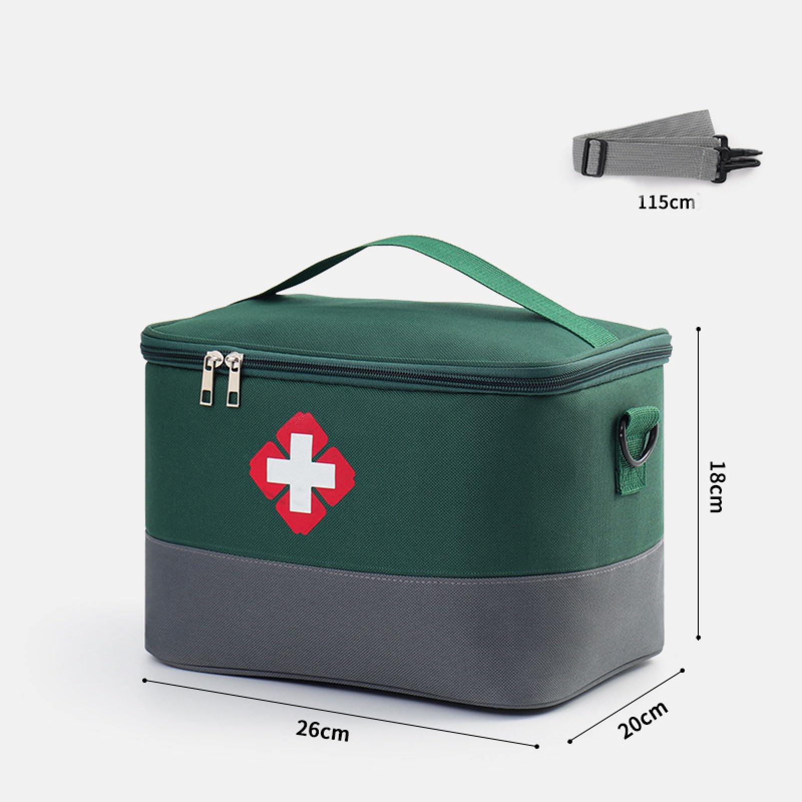Bolsa para medicamentos, bolsa impermeable de primeros auxilios, bolsa médica de emergencia, bolsa médica impermeable con correa para el hombro, Portátil Impermeable Botiquín Médico Vacío,verde