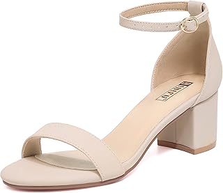 Women's Cookie-LO Low Block Heels Chunky Sandals Ankle Strap Wedding Dre...