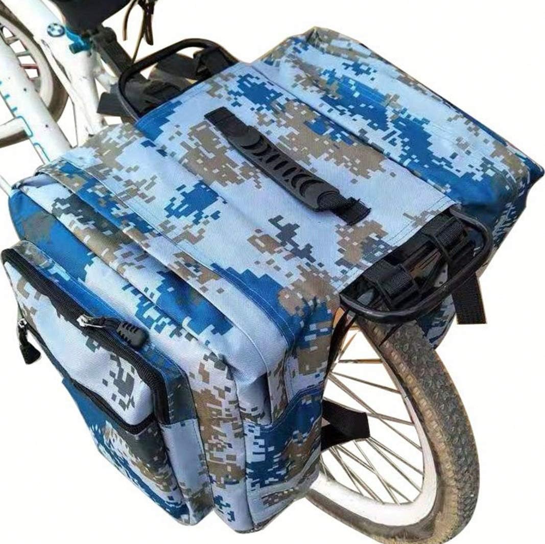 Bike Pannier Bag Camo Waterproof Bicycle Trunk Bag Bicycle Rear Seat Carrier Bag camouflage panniers With Reflective Stripe and Multi Pockets