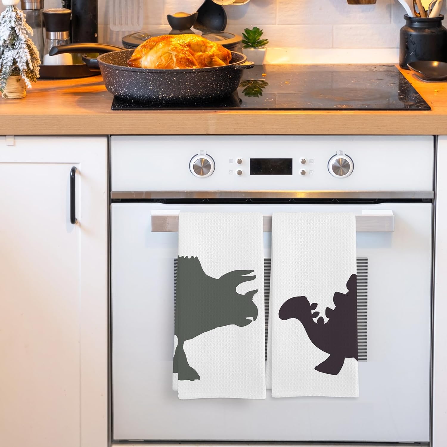 Boys Kids Dinosaur Hand Towels for Bathroom Set of 4, Boys Bathroom Decor, Dinasours Gifts Dish Tea Towels for Kitchen, Dinosaur Towels for Boy Kids, 16x24 Inch