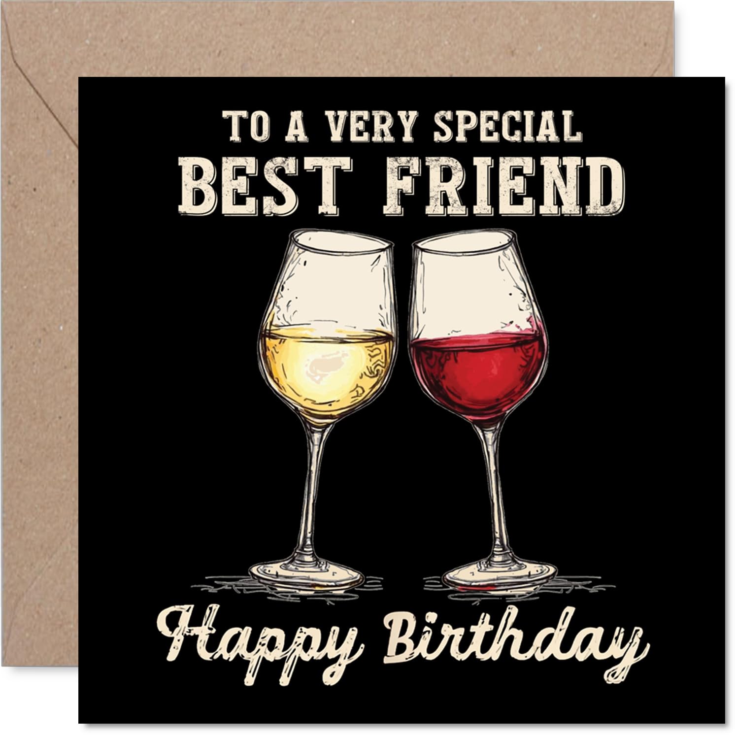 Best Friend Birthday Card - Bday Wine - Happy Birthday Card for Best Friend from Friends Bestie, 145mm Wine Greeting Cards