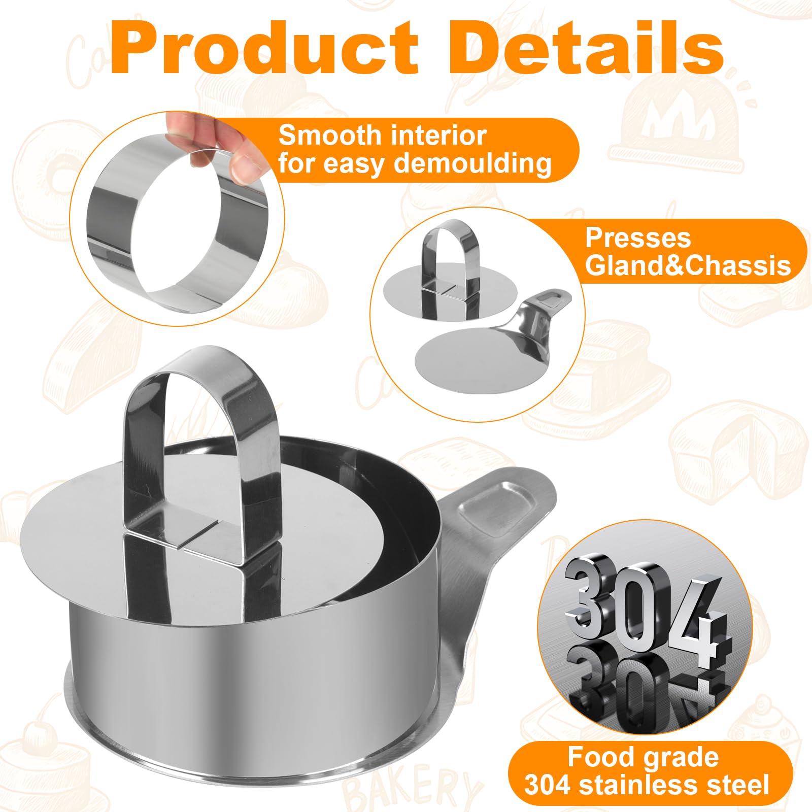 Cercle Patisserie 8cm RUCUDIM Lot De 4 Anneaux à Dessert En Acier Inoxydable De 8 Cm De Diamètre Avec Couvercle, Ronds Et Carrés Pour Mousse, Gâteaux, Desserts, Pâtisseries Cercle De Dressage Cuisine