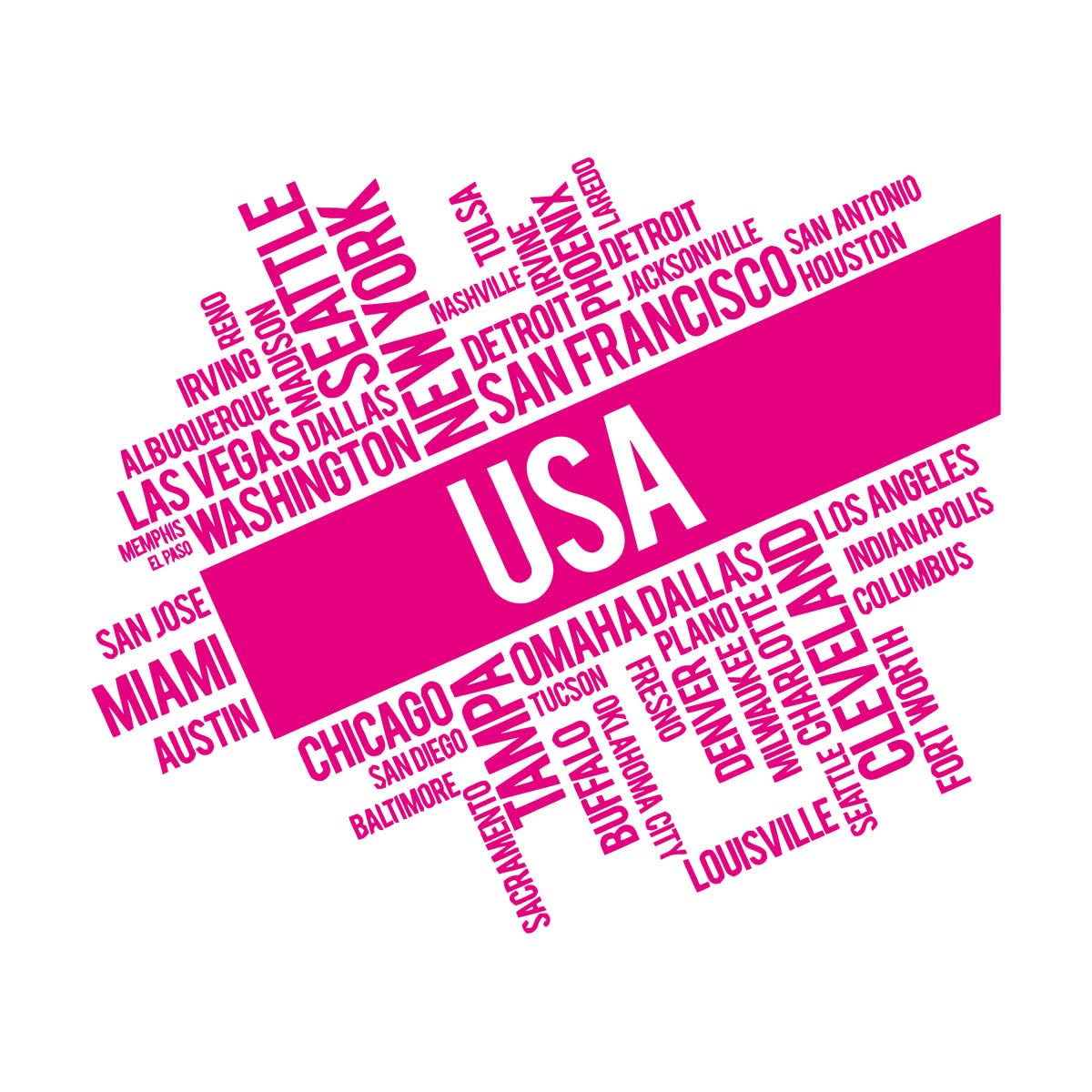 Abstract Map of American Cities with Words USA Wall Decals 81x97.2cm Can Modify and add Information Extra Large Rosered — image 1
