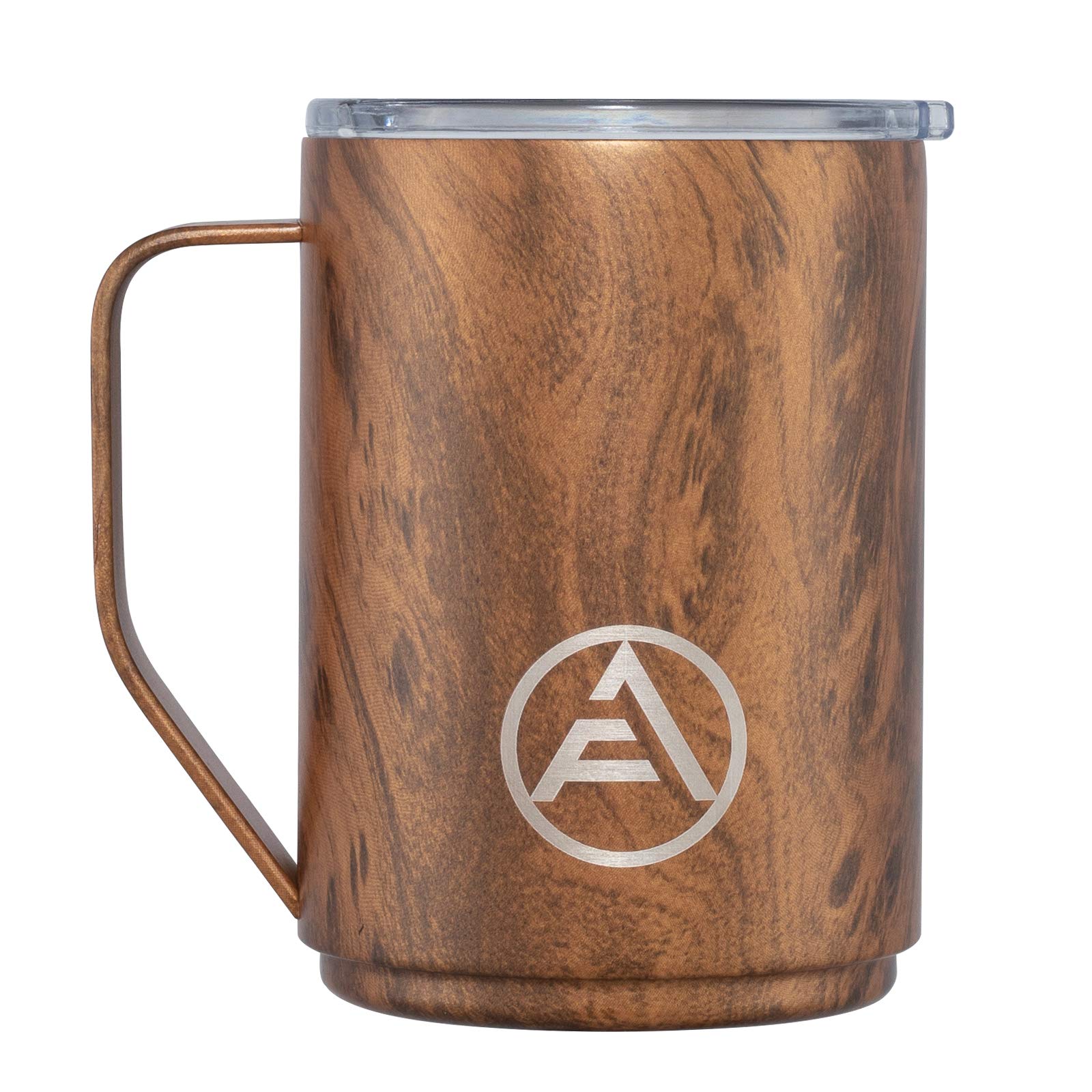 EAF Stainless Steel Coffee Mug with Lid and Handle, Vacuum Insulated Thermal Coffee Mug, 14 oz Double Walled To Go Mugs for Hot Cold Drinks - Wood Grain