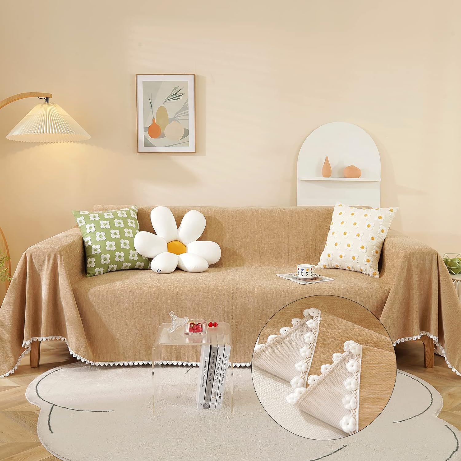 HANDONTIME Khaki Couch Covers for Sectional Sofa L Shape