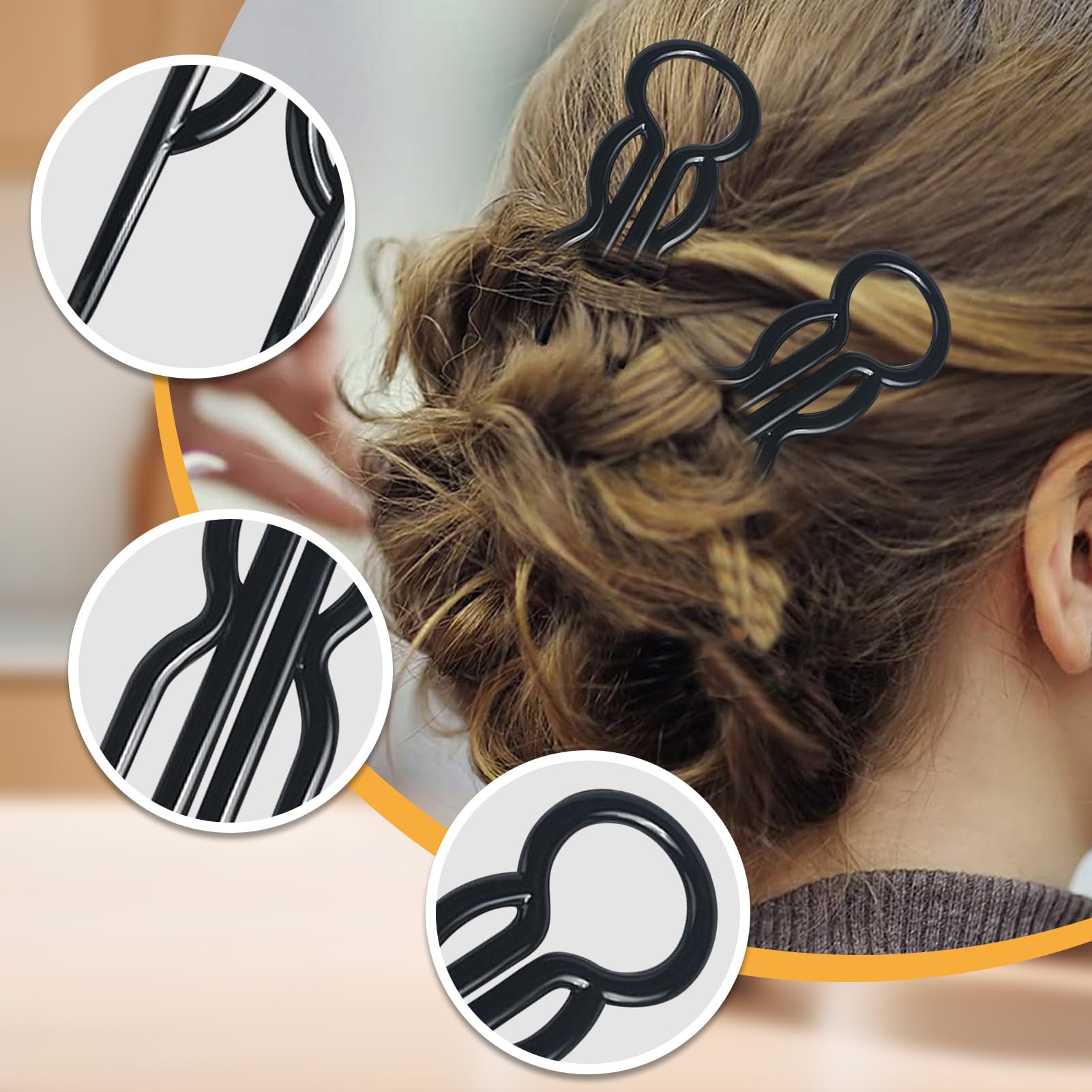 10Pcs Magic Hair Pins, French Hair Fork Lightweight Hairpins Bobby Pins Brown Hairpin Elegant U Shaped Hairpin - Image 3