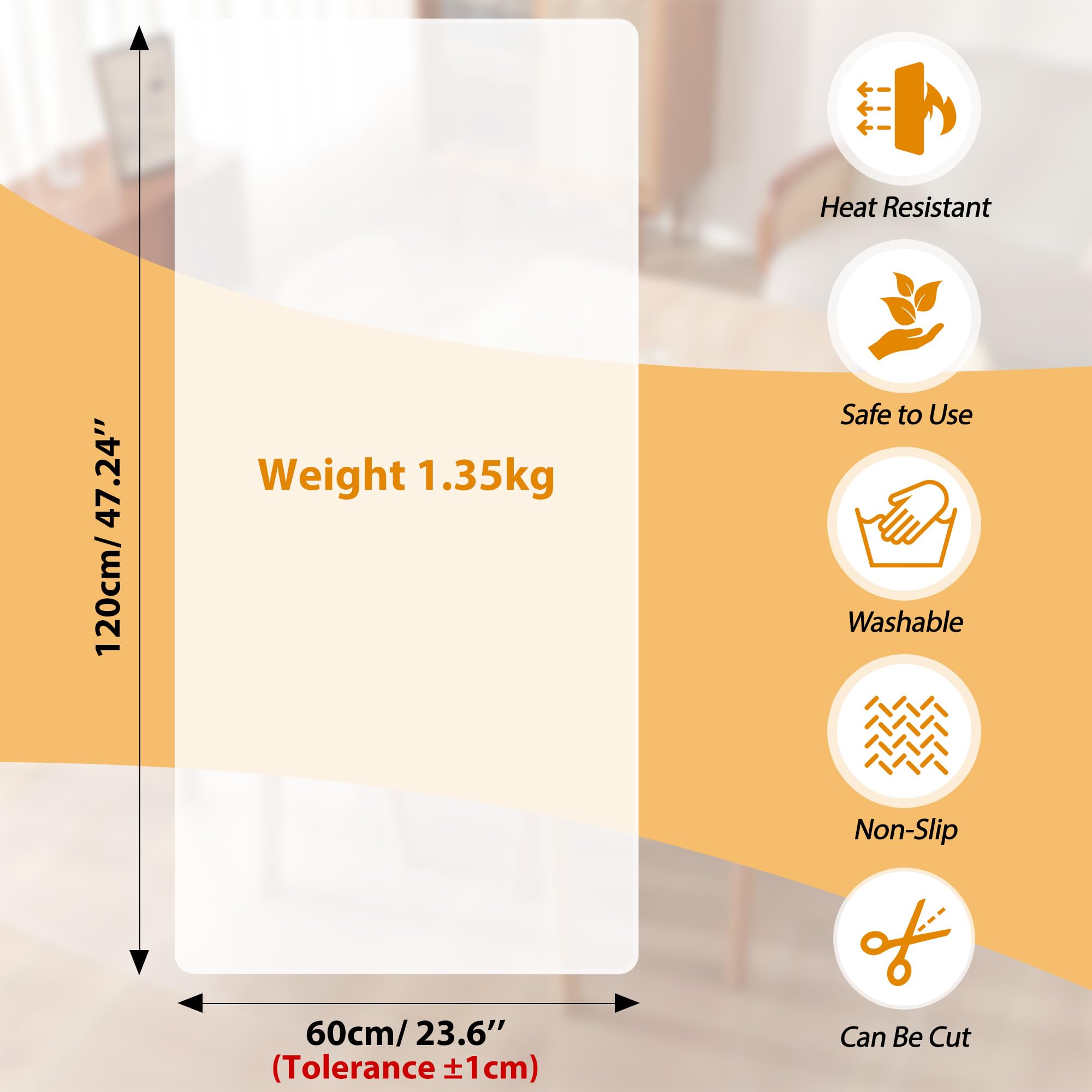 SOSMAR Grands tapis en silicone pour plans de travail - 120 x 60 cm - Protection de plan de travail de cuisine - Feuille de silicone pour résine - Résistant à la chaleur - Antidérapant - Imperméable