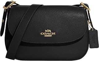 Coach Macie Saddle Bag Black: Refined Pebble Leather Crossbody with Adjustable Strap