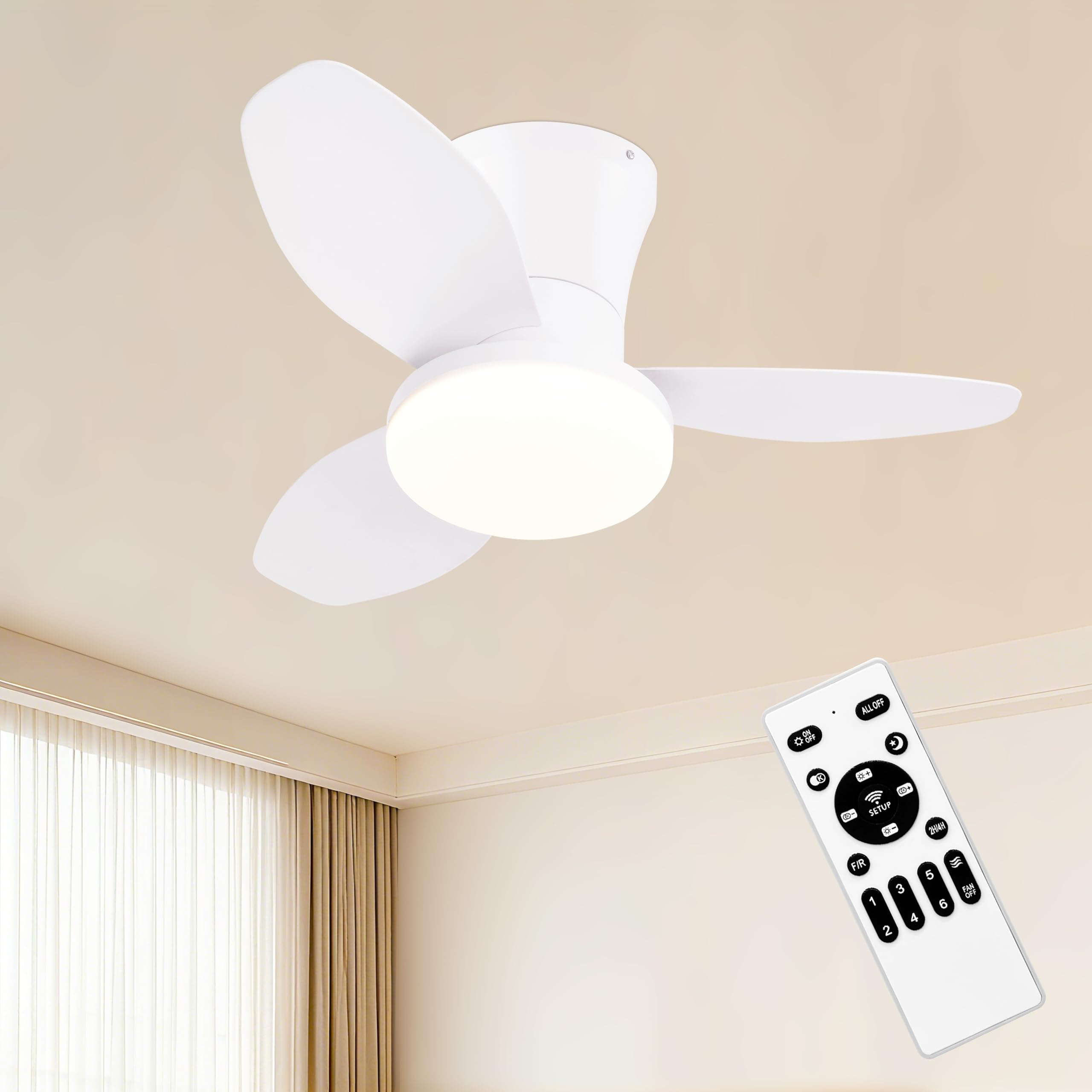 Photo 1 of Small Ceiling Fan with Light 25 Inch Light Fixture with Fan for Kids Room