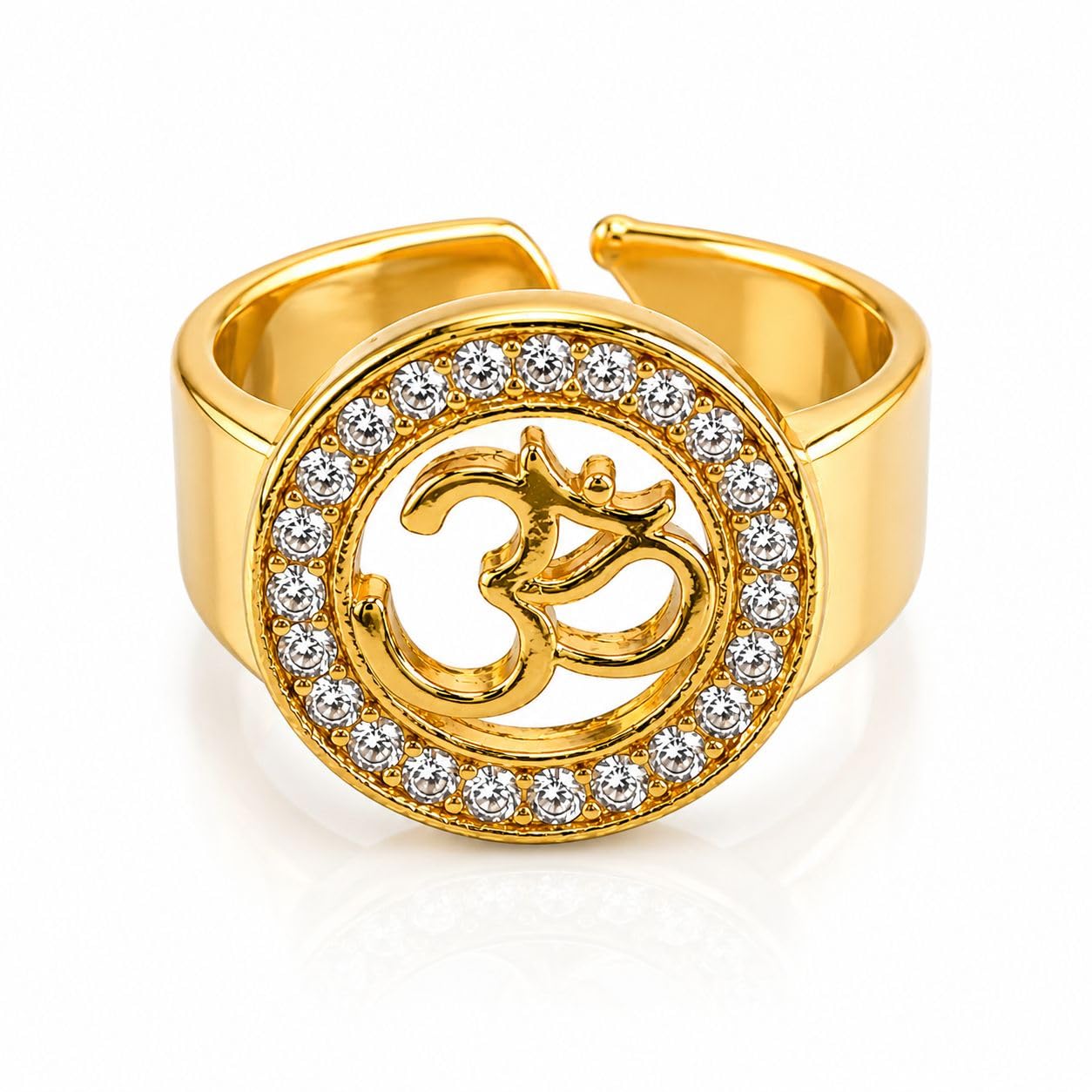 immer OM Adjustable Ring for Men & Women | 18K Gold Plated Brass Spiritual Jewelry | Religious Unisex Premium Spiritual Ring-picture-20