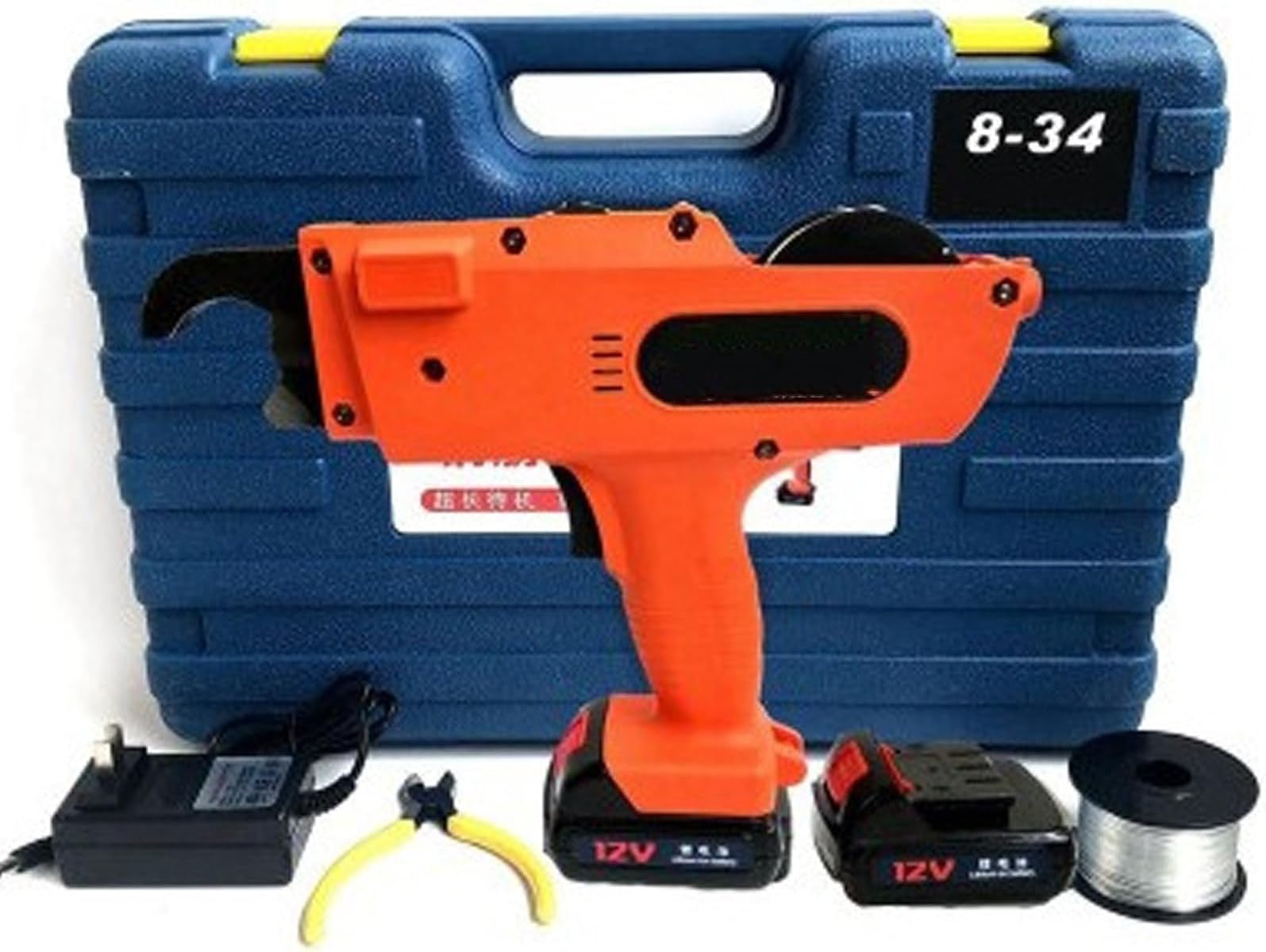 Rebar Tie Gun Pro, Automatic Tying Machine with 2 Rechargeable Batteries, 12V, Steel Bar Tie Tool for Civil Building and Pipe Projects