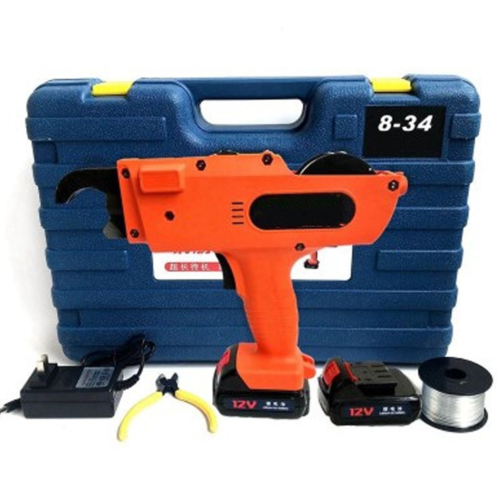 Rebar Tie Gun Pro, Automatic Tying Machine with 2 Rechargeable Batteries, 12V, Steel Bar Tie Tool for Civil Building and Pipe Projects