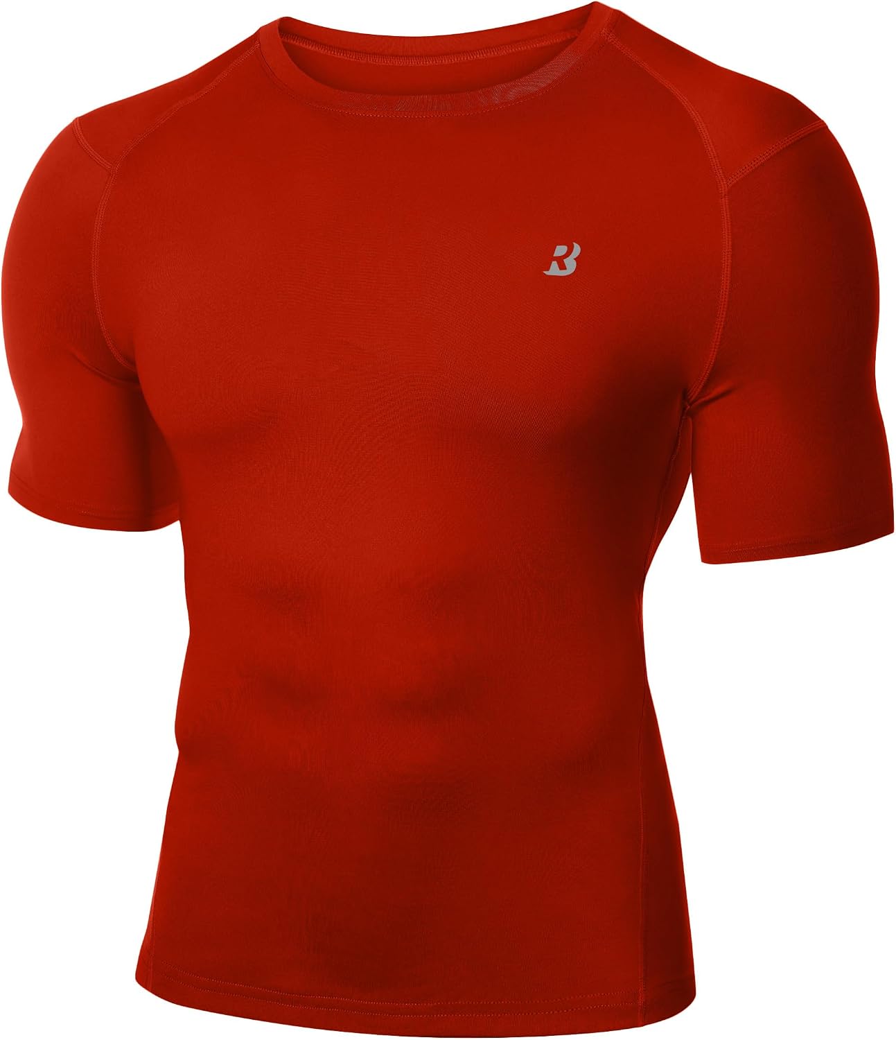 Roadbox Mens Compression Shirt Short Sleeve, Cool Dry Football Base Layer