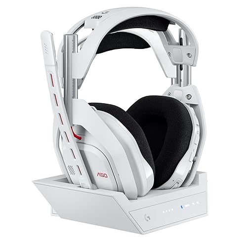 Logitech G Astro A50 Omni-Platform Wireless Gaming Headset + Base Station for PS5, Xbox, PC: PLAYSYNC Audio Switcher, <16 bit/48kHz (Console), <24 bit/48 kHz (PC), 24hr Battery, 2.4GHz & BT - White - White - PLAYSYNC Audio
