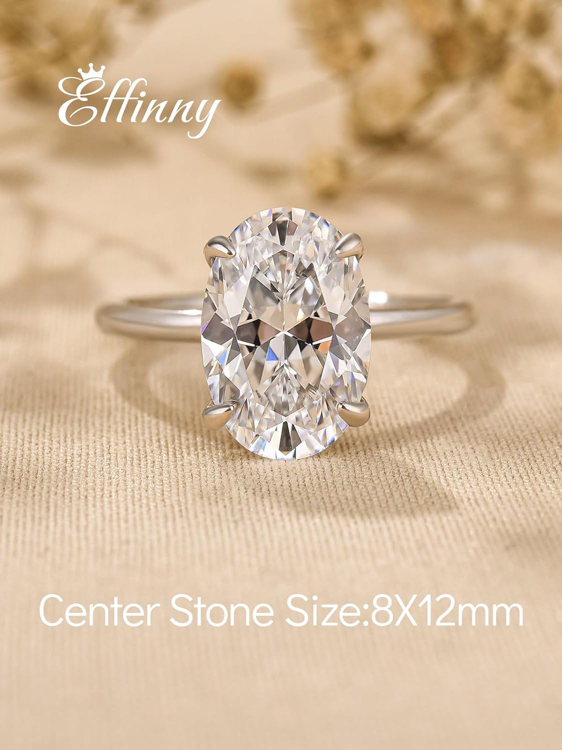 3.5 Carat Elongated Oval Cut Engagement Ring for Women,925 Sterling Silver Solitaire Promise Ring - Image 2