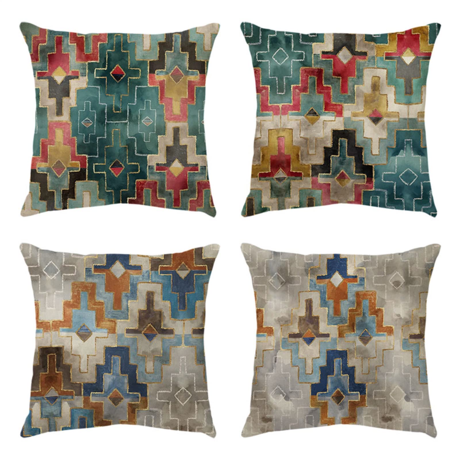4 Piezas Funda de Almohada Lineas Geometricas Fundas de Cojín Terciopelo Sencillo y Decorativo para Sofá Camas Dormitorio Coche Lino Cojines Throw Pillow Covers 80x80cm/32x32 Inch