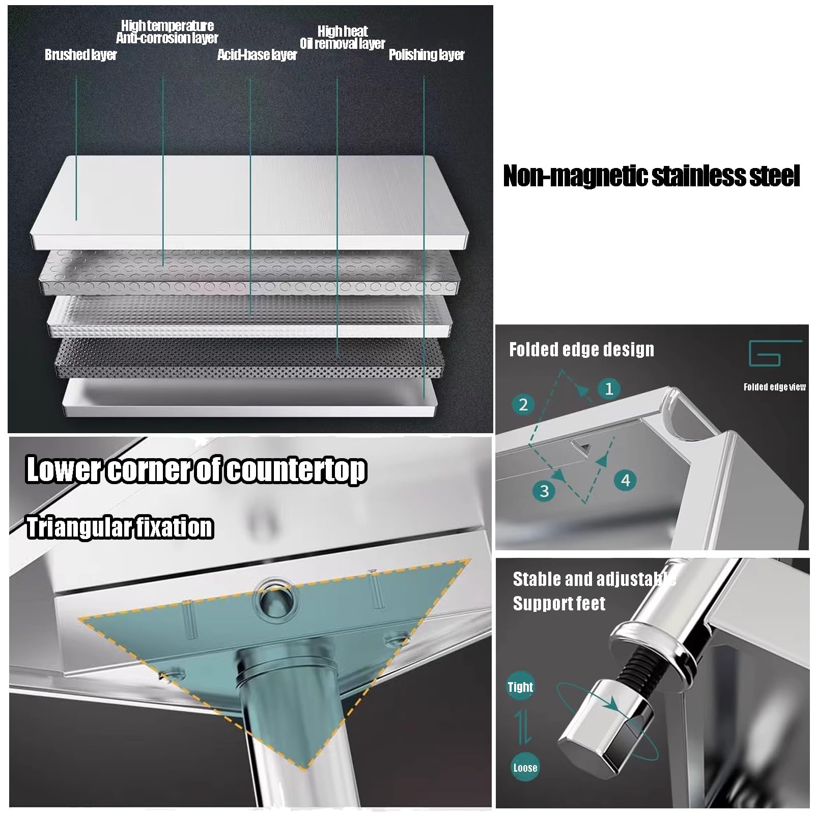 Stół przygotowawczy, wytrzymały komercyjny stół do przygotowywania ze stali nierdzewnej – blat roboczy 120 x 40 x 80 cm do piekarnika do pizzy na zewnątrz, trwały sprzęt gastronomiczny i restauracyjny