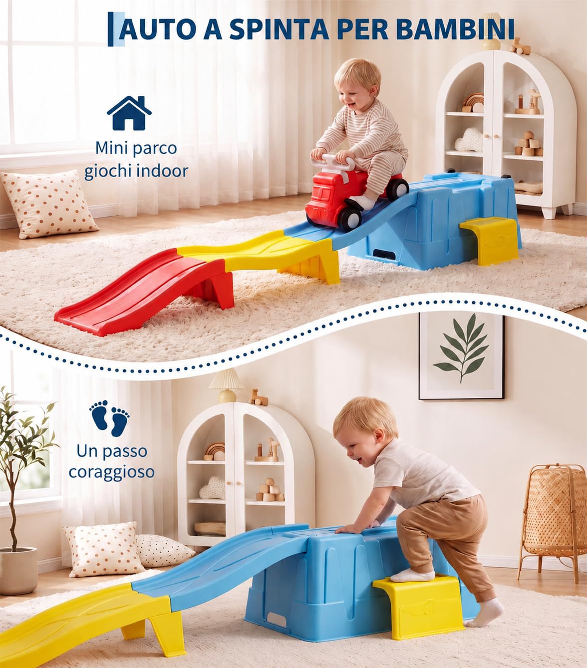 Garvee Scivolo Roller Coaster con Auto Cavalcabile, Scivolo per Bambini