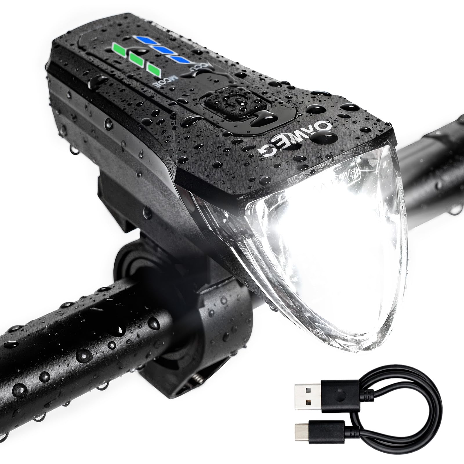 OnWEG Fahrradlicht Vorne StVZO, Osram LED mit Auto-Sensor 4 Leuchtmodi
