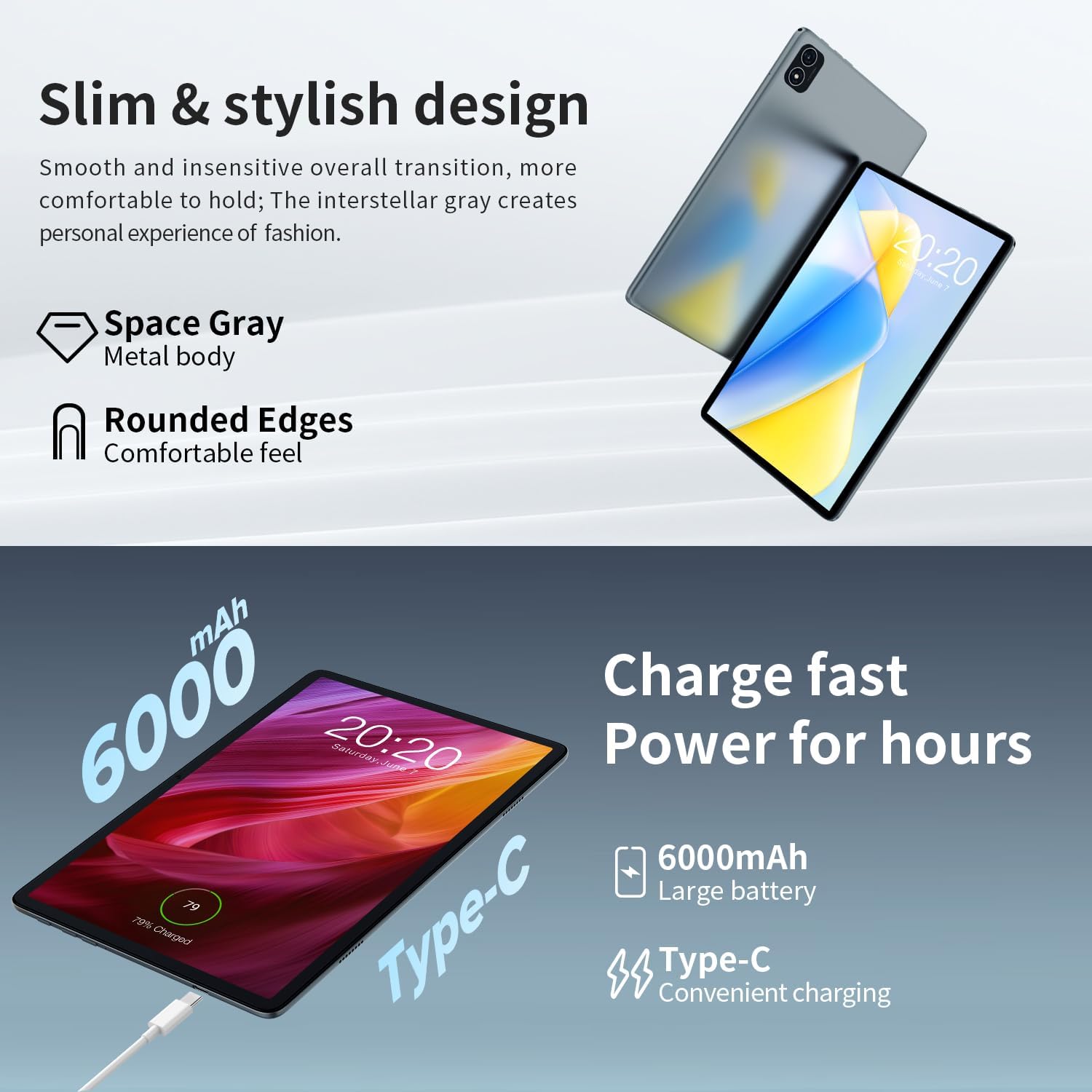 TECLAST P40HD Tablet Android 13 10 Pollici, 16GB RAM + 128GB ROM (1TB TF) Tablet, 4G LTE, 5G WiFi, Octa-Core, 6000mAh, 1920 * 1200 FHD, fotocamera 13MP + 5MP/BT5.0/Face ID/GPS/Type C/OTG/3.5mm Jack