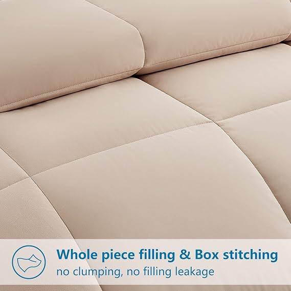 EASELAND King Size Down Alternative Comforter, Beige, 90x102 Inches