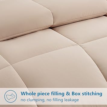 EASELAND King Size Down Alternative Comforter, Beige, 90x102 Inches