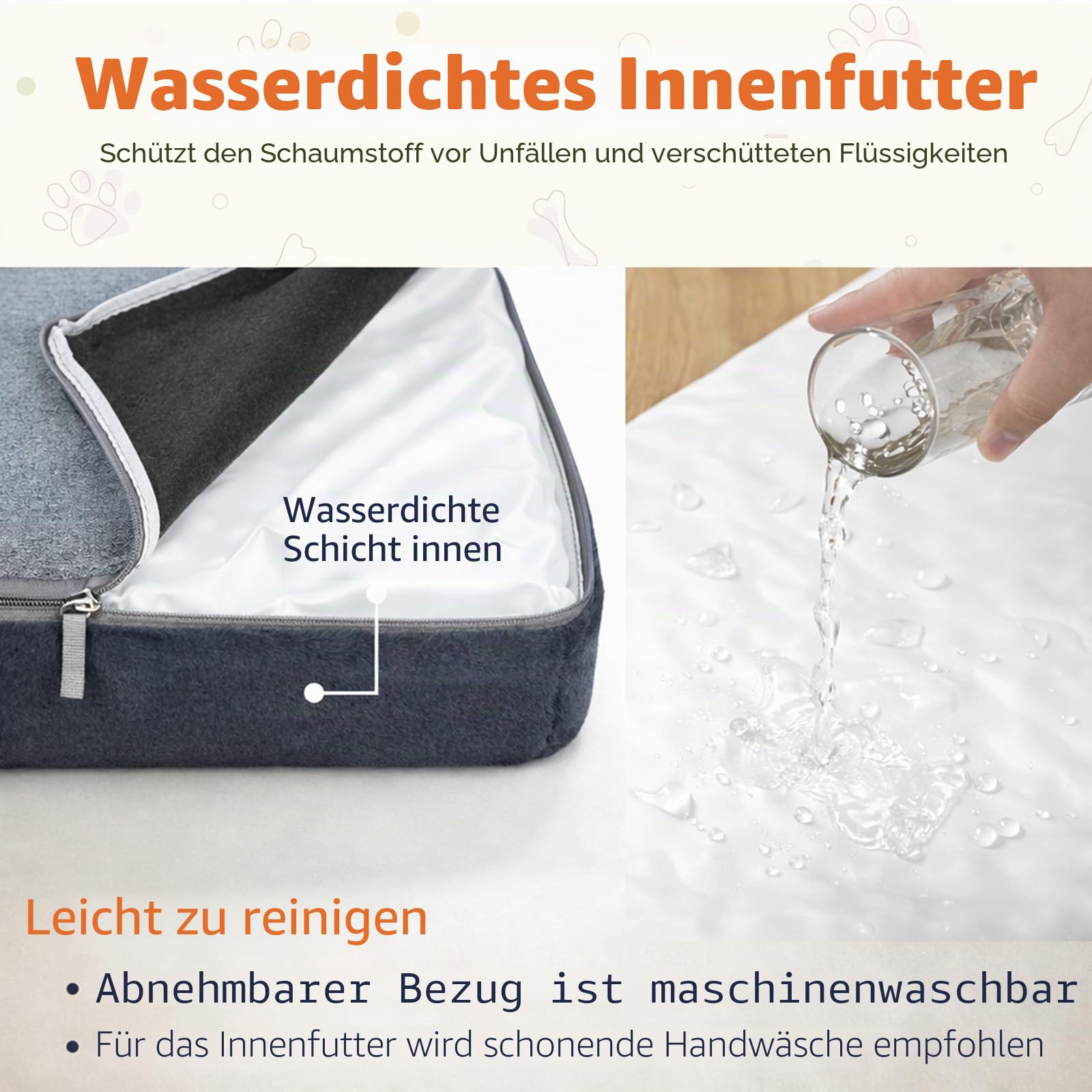 EMPSIGN Orthopädisches Hundebett Waschbar Wasserdicht Hundekissen | Ideale Käfigeinlage für Hundebox, Transportbox, Autohundebett & Hundekäfig. Optimale Haustiermatte für Auto, Sofa & Boden.