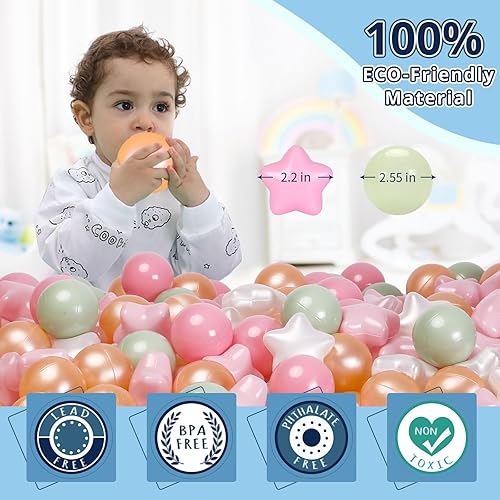 Miniatura 184 de STARBOLO Pelotas de estrella para niños pequeños, 100 unidades, estrellas de 2.55 pulgadas, sin ftalatos, sin BPA, no tóxicas, a prueba