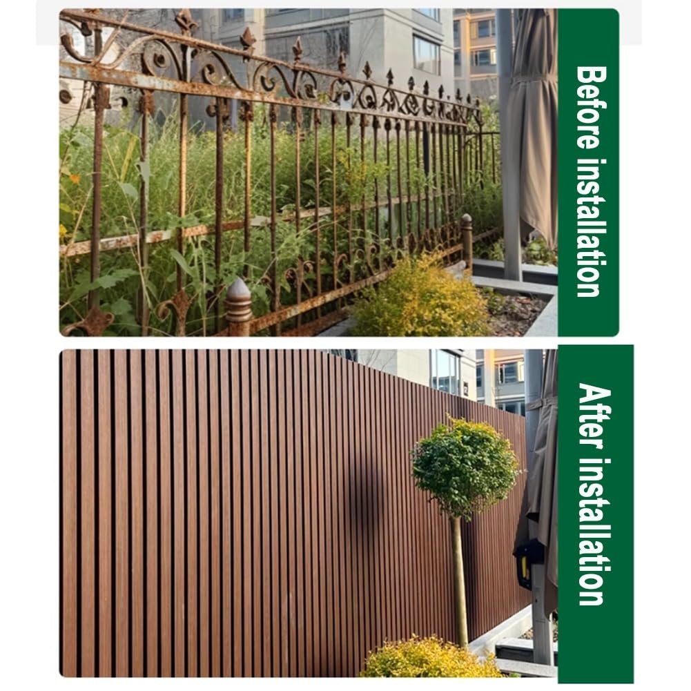 Paneles de valla de composite de plástico de madera, panel de pared 3D en laminado exterior para balcón, barrera de vallado de decoración de pared exterior